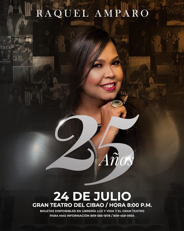 Raquel Amparo el domingo 24 y su concierto por los 25 años de su carrera en el GT del Cibao