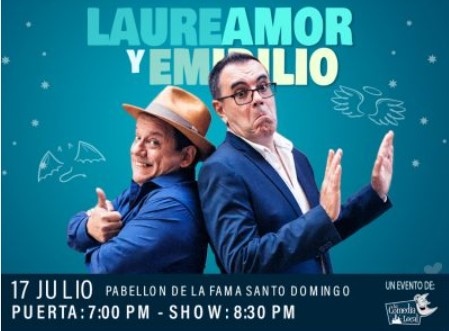 Laureamor y Emidilio Lunes 17 en El Pabellón de la Fama de Puerto Plata a las 7 pm