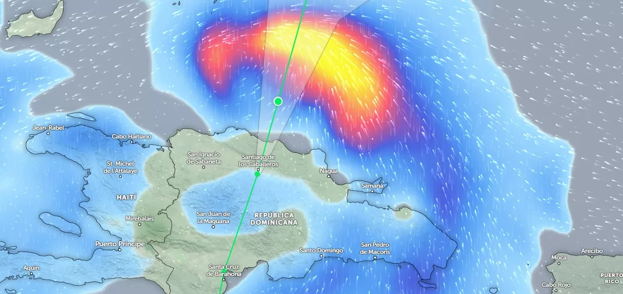 Mapa de lluvias de la tormenta tropical Franklin según Zoom Earth a las 6 30 de la tarde del 23 de agosto