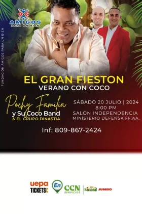 El 20 desde las 8 de la noche es el Gran Fiestón co Pochy Familia y la Coco Band en el Salón Independencia del Ministerio de Defensa en SD