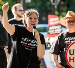 Gwen Mills, presidenta internacional de Unite Here