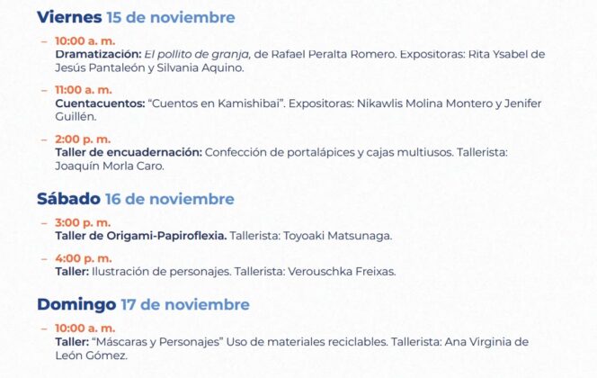 Descargue el Programa y busque la lista de actividades para este viernes 15