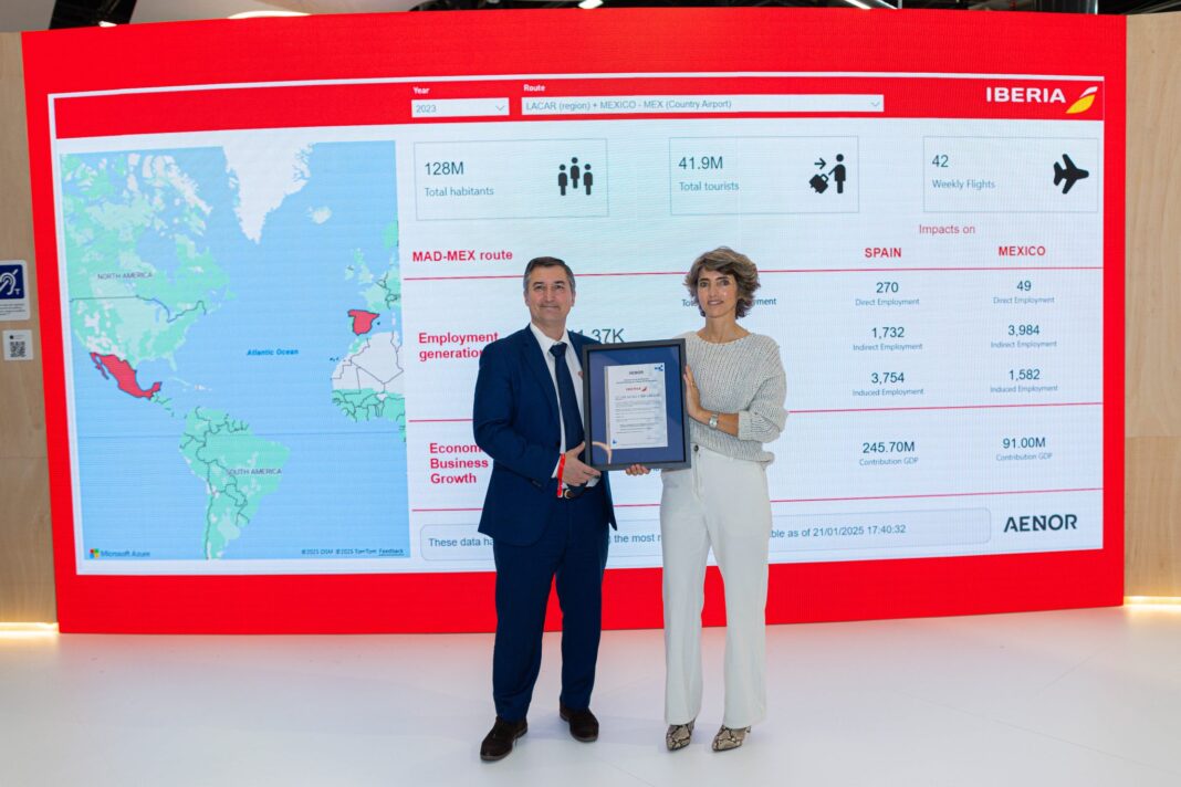 Teresa Parejo ha recibido la certificación de manos de Nicolás Henríquez, director de desarrollo de negocio de AENOR.