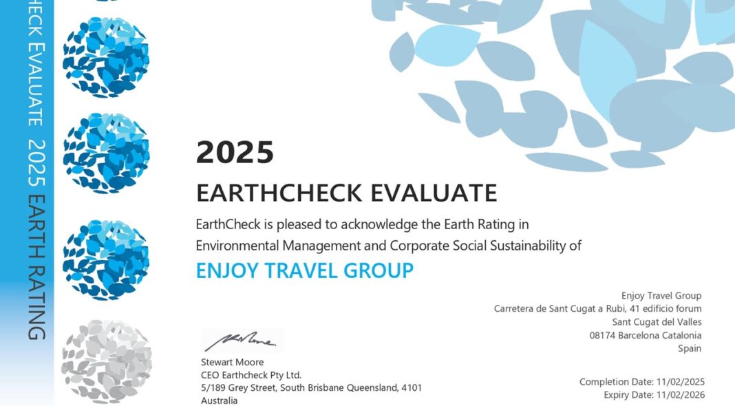 El distintivo EarthCheck Evaluate, reconocido a nivel internacional, exige cumplir con rigurosos estándares ambientales, sociales y económicos.
