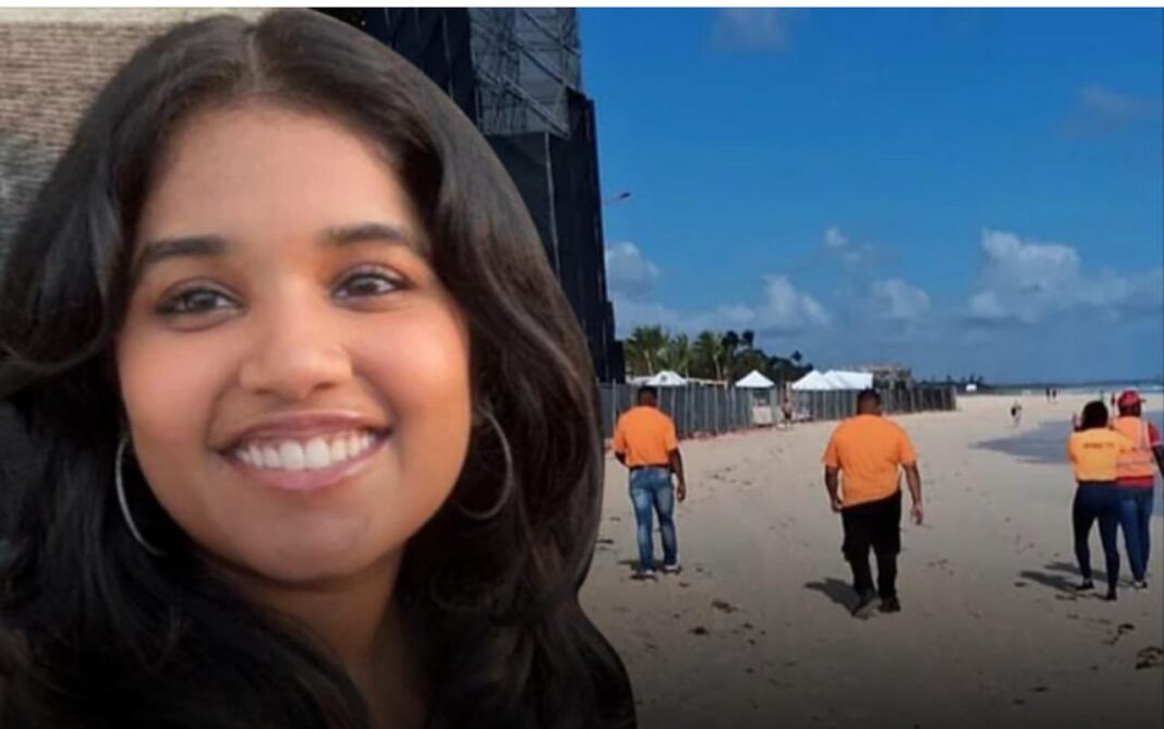 En la imagen Konanki Sudiksha Chowdary, la joven india de 20 años desaparecida desde la madrugada del 6 de marzo y a la derecha personal de la Defensa Civil dominicana en la búsqueda.