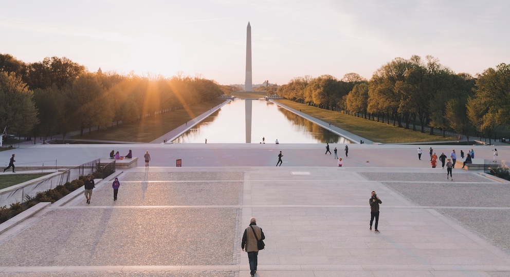 Vista de la explanada nacional, el parque paisajista situado cerca del centro de Washington D. C.