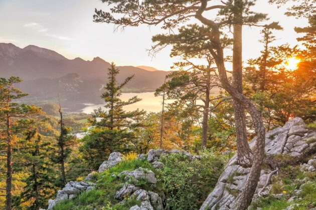 Paisaje de montaña con río al fondo