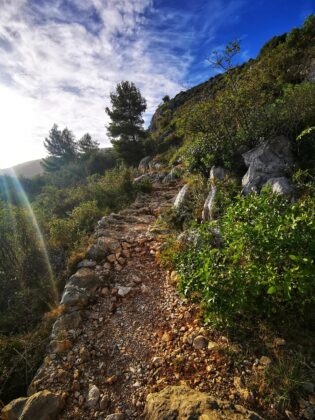 Sendero empinado en una ladera montañosa de Loma La Sal