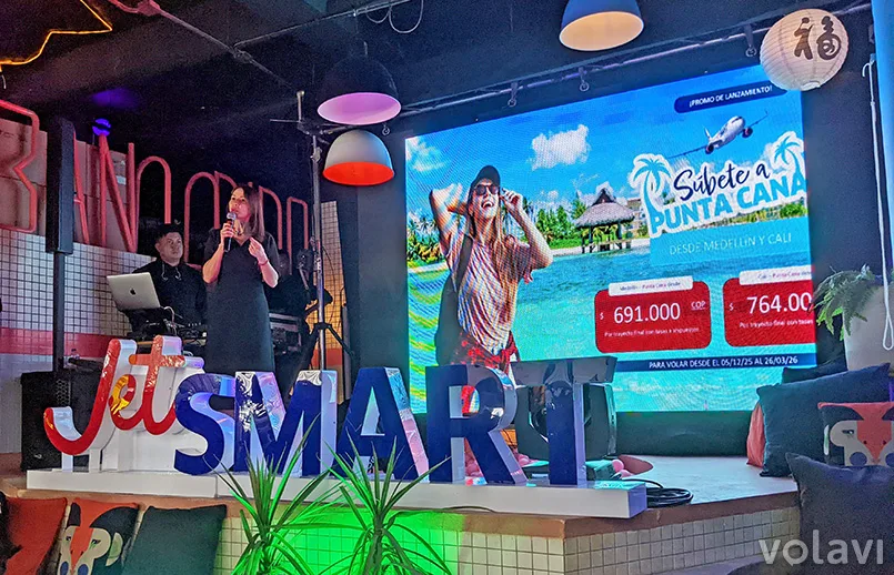 Carolina Ruiz, gerente de ventas de JetSmart para Colombia, en el momento del lanzamiento de Punta Cana como nuevo destino.