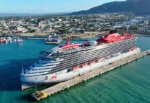 Puerto Plata consolida su liderazgo en cruceros en el país con la llegada de 30 embarcaciones en junio Imagen del Virgi Voyages anclado en el puerto Taino Bay en Puerto Plata