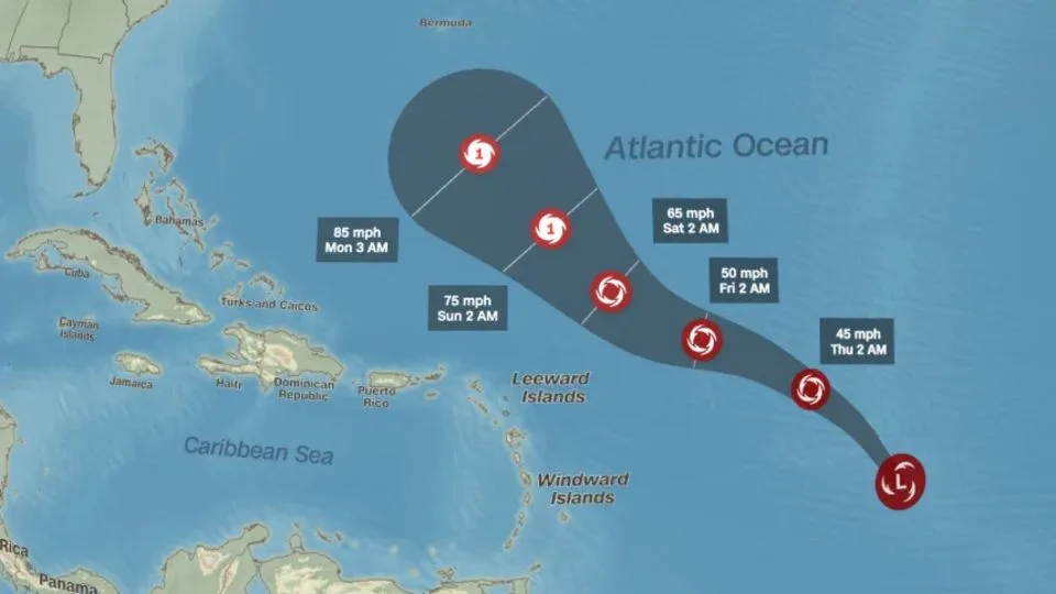 En los mapas de trayectoria de la tormenta tropical Gabrielle aún no se estilan peligros para la región del Caribe