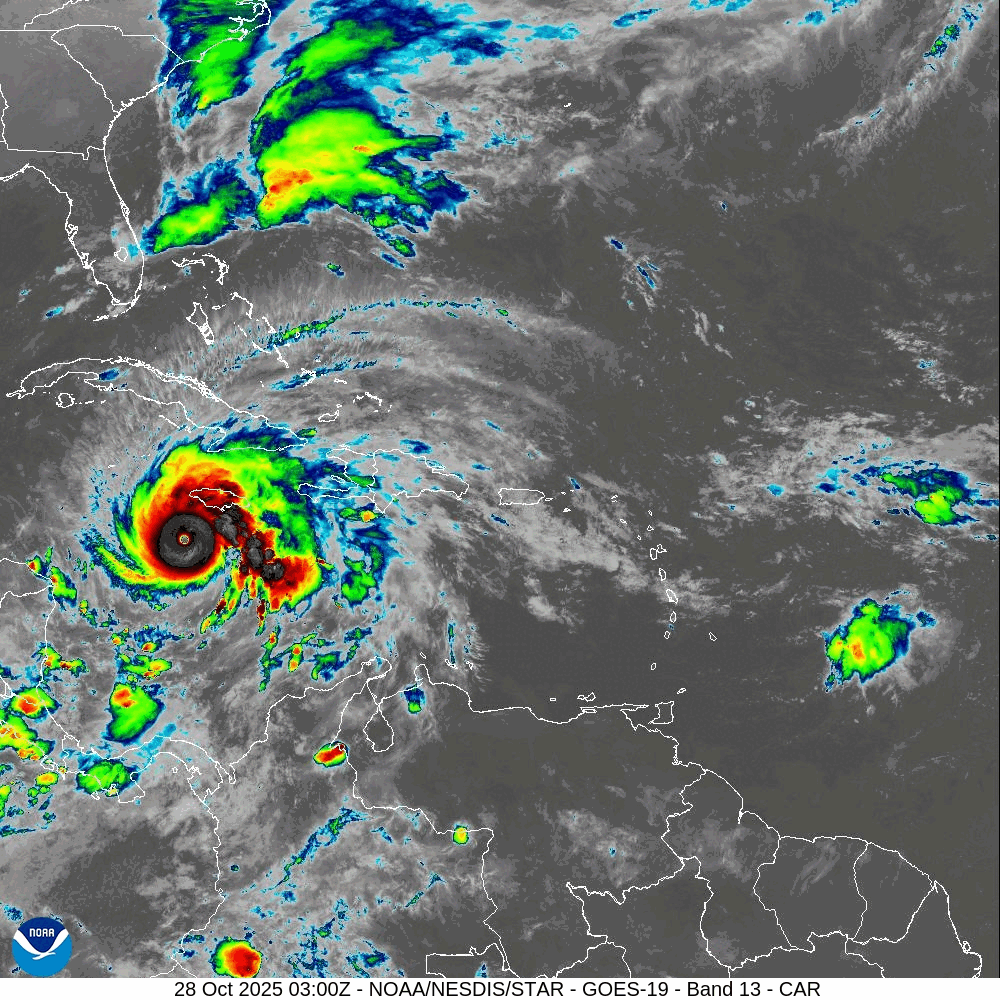 Movimiento del huracán la mañana de este martes. Centro Nacional de Huracanes (CNH) ha advertido que Melissa podría provocar inundaciones y deslizamientos catastróficos que amenazan la vida humana en el sur de la República Dominicana, especialmente en comunidades montañosas y cercanas a ríos, por lo que el riesgo de mayores daños persiste.