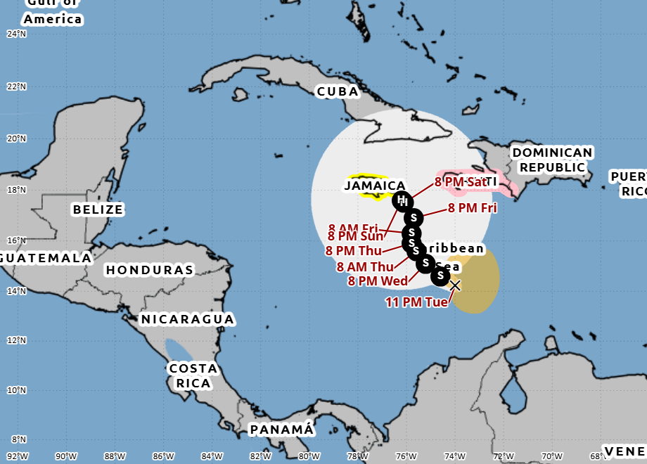 Tormenta Tropical Melissa el martes a las 11 de la noche