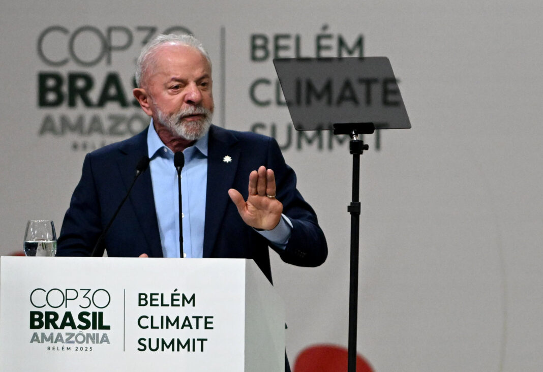 El presidente de Brasil, Luiz Inácio Lula da Silva, interviene en la apertura de la Sesión Plenaria General de Líderes de la Conferencia de las Naciones Unidas sobre el Cambio Climático COP 30. Foto: Alex Ferro/COP30
