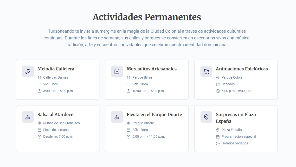 Actividades permanentes de Turizoneando 2025 2026