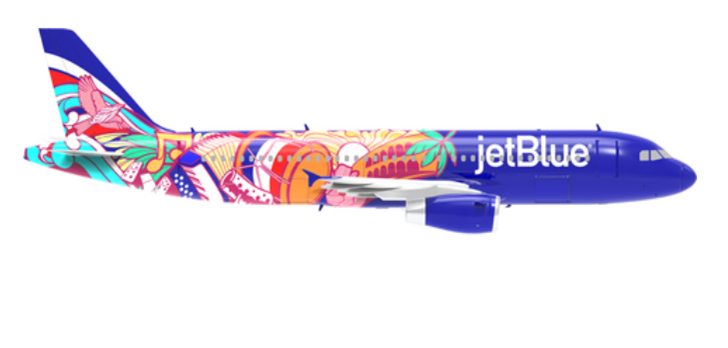 Al presentar el avion decorado por el artista dominicano Willy Gómez, la línea aérea asegura que la nave celebra la cultura, la creatividad y la energía de un país que ha sido fundamental en la historia de JetBlue.