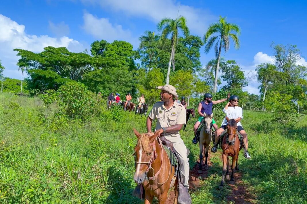 Recorrido a caballo por las montañas dominicanas, una de las ofertas más populares de los turistas que visitan el país en busca de aventuras en la naturaleza. Foto Runner Aventures