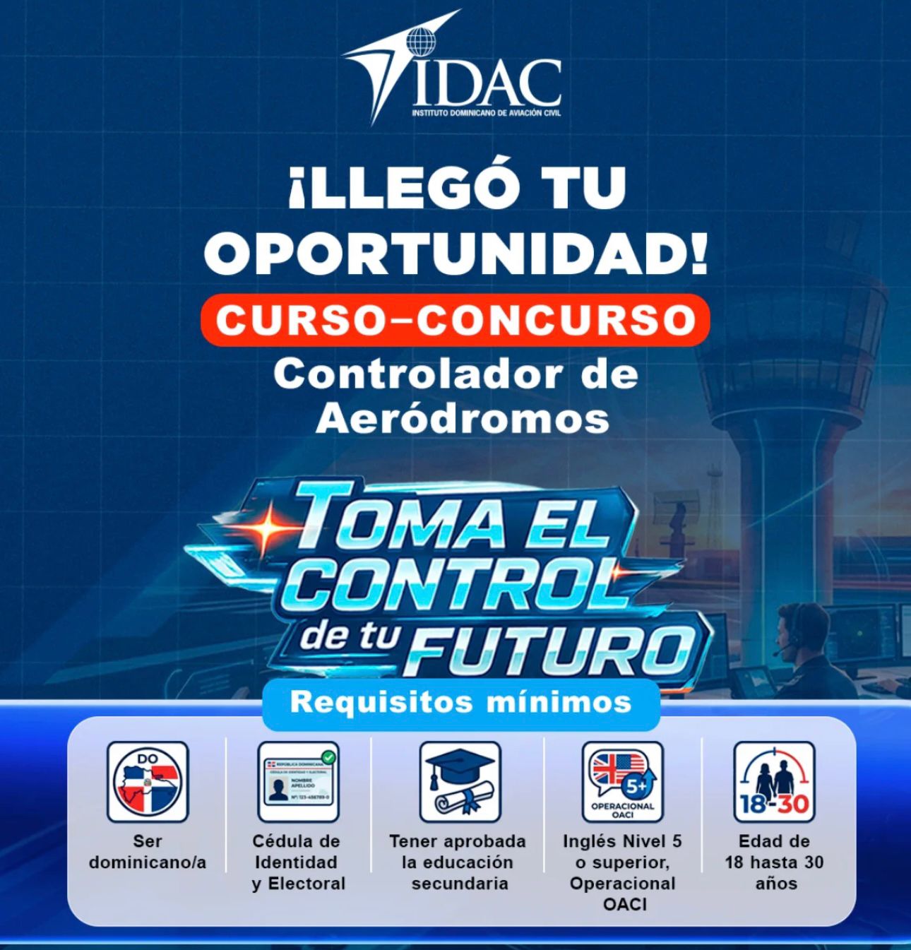IDAC abre concurso para controladores de aeródromos 