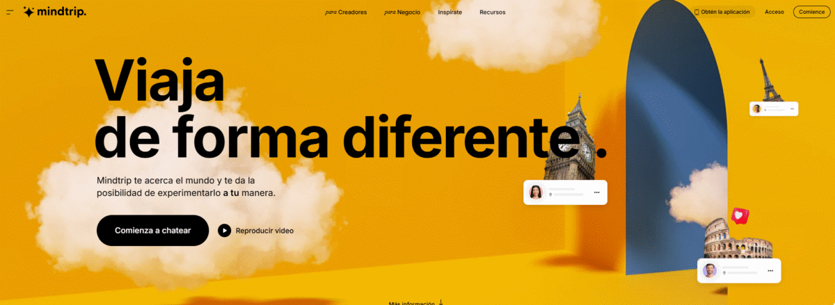 En el segmento de planificación visual e interactiva, Mindtrip es el referente: permite a los usuarios crear itinerarios personalizados a partir de simples indicaciones, una palabra clave, una foto o incluso una URL, y actualiza automáticamente el plan completo cada vez que el viajero modifica una elección.