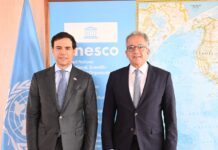 El ministro de Cultura logra un encuentro estratégico con el director general de la UNESCO en París Roberto Ángel Salcedo junto al profesor Khaled El-Enany, director general de la Organización de las Naciones Unidas para la Educación, la Ciencia y la Cultura (UNESCO),