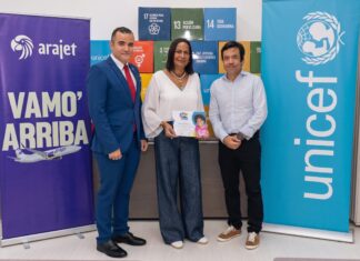 Arajet apoya iniciativa Teletón UNICEF 2026 y reafirma su compromiso con la niñez dominicana Pablo Lister, Eblyn Gautraux, Ganadora y Santiago Garcia