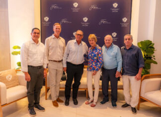 Jack Nicklaus reafirma su vínculo con Cap Cana y acelera la recta final de Las Iguanas En la imagen figuran Jorge Subero Medina, Jack Nicklaus hijo, Ricardo Hazoury, Barbara Nicklaus, Jack Nicklaus y Fernando Hazoury.