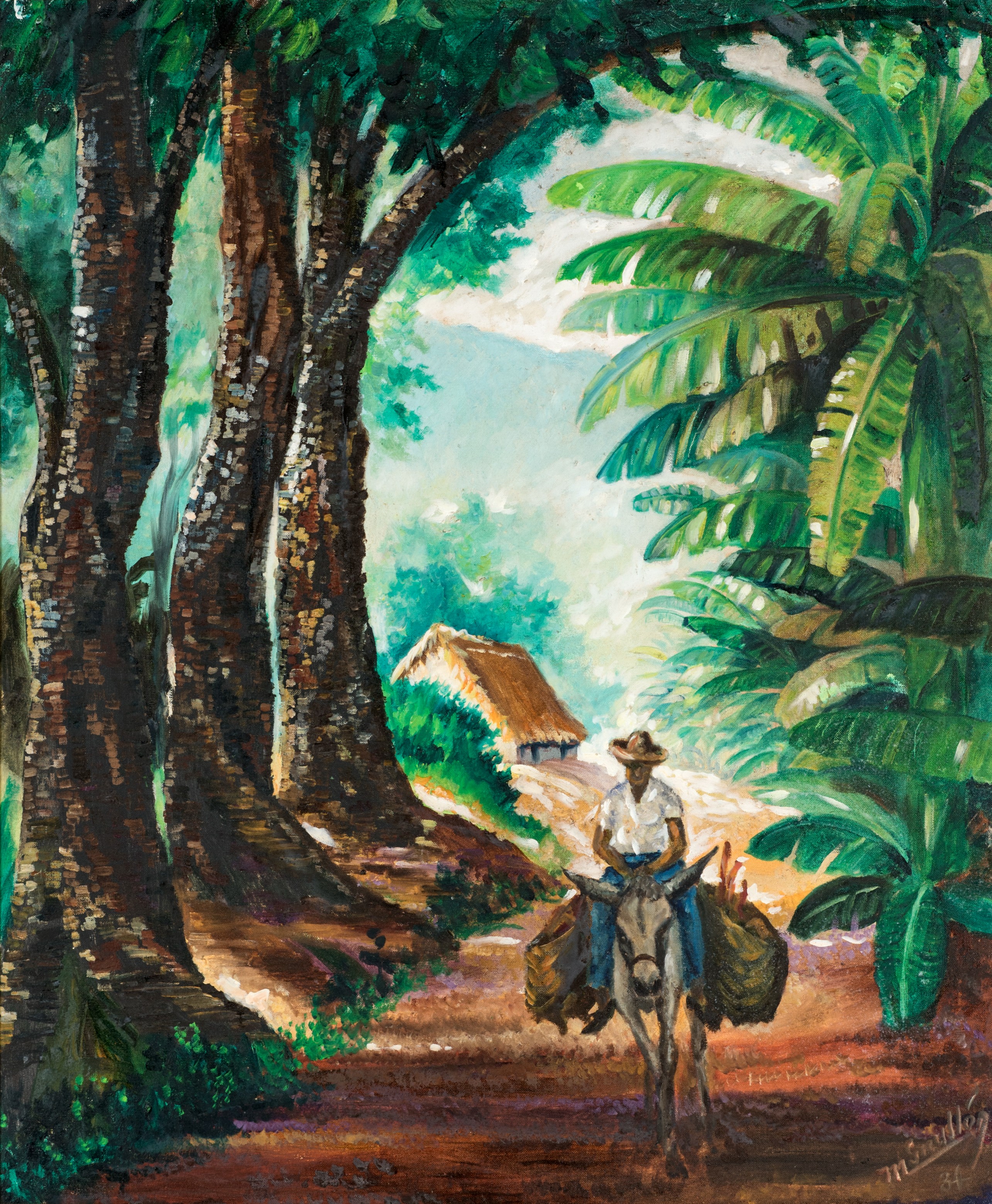 Paisaje IV (1984), obra del artista dominicano Mario Grullón (1918-1996), realizada en óleo sobre lienzo, de 112 × 97 centímetro, que puede apreciarse en el Centro Cultural Taíno Casa del Cordón.