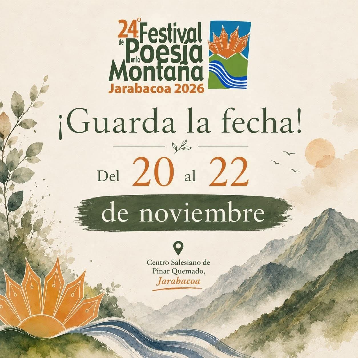 El Festival de Poesía en la Montaña llega a su 24.ª edición del 20 al 22 de noviembre en Jarabacoa, una cita que ha hecho del Centro Salesiano de Pinar Quemado el refugio de la palabra en la Cordillera Central.